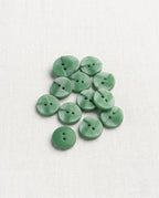 Lot de 12 boutons vert rond - 12mm, 2 trous