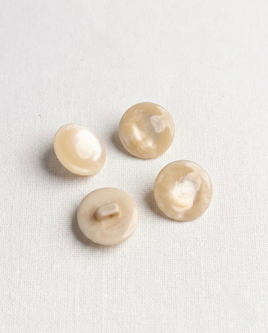 Lot de 4 boutons ivoire rond - 17mm, à queue