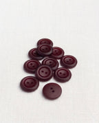 Lot de 11 boutons bordeaux rond - 13mm, 2 trous