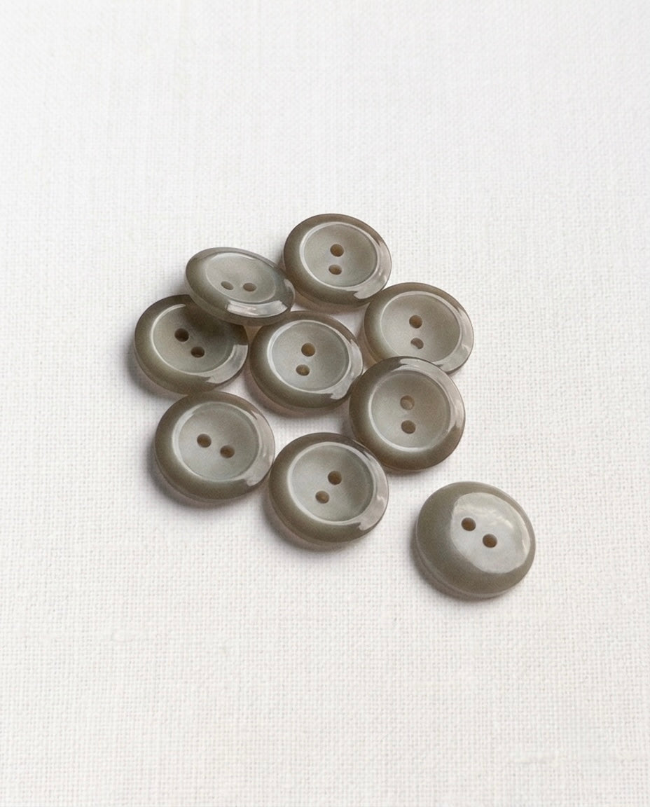 Lot de 9 boutons gris rond - 14mm, 2 trous
