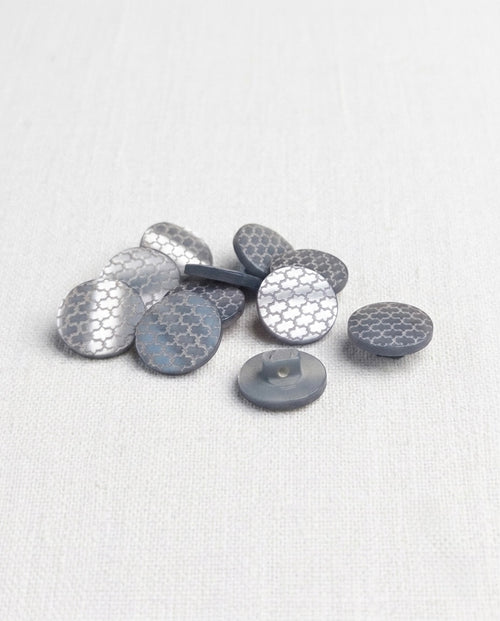 Lot de 11 boutons gris rond - 15mm, à queue