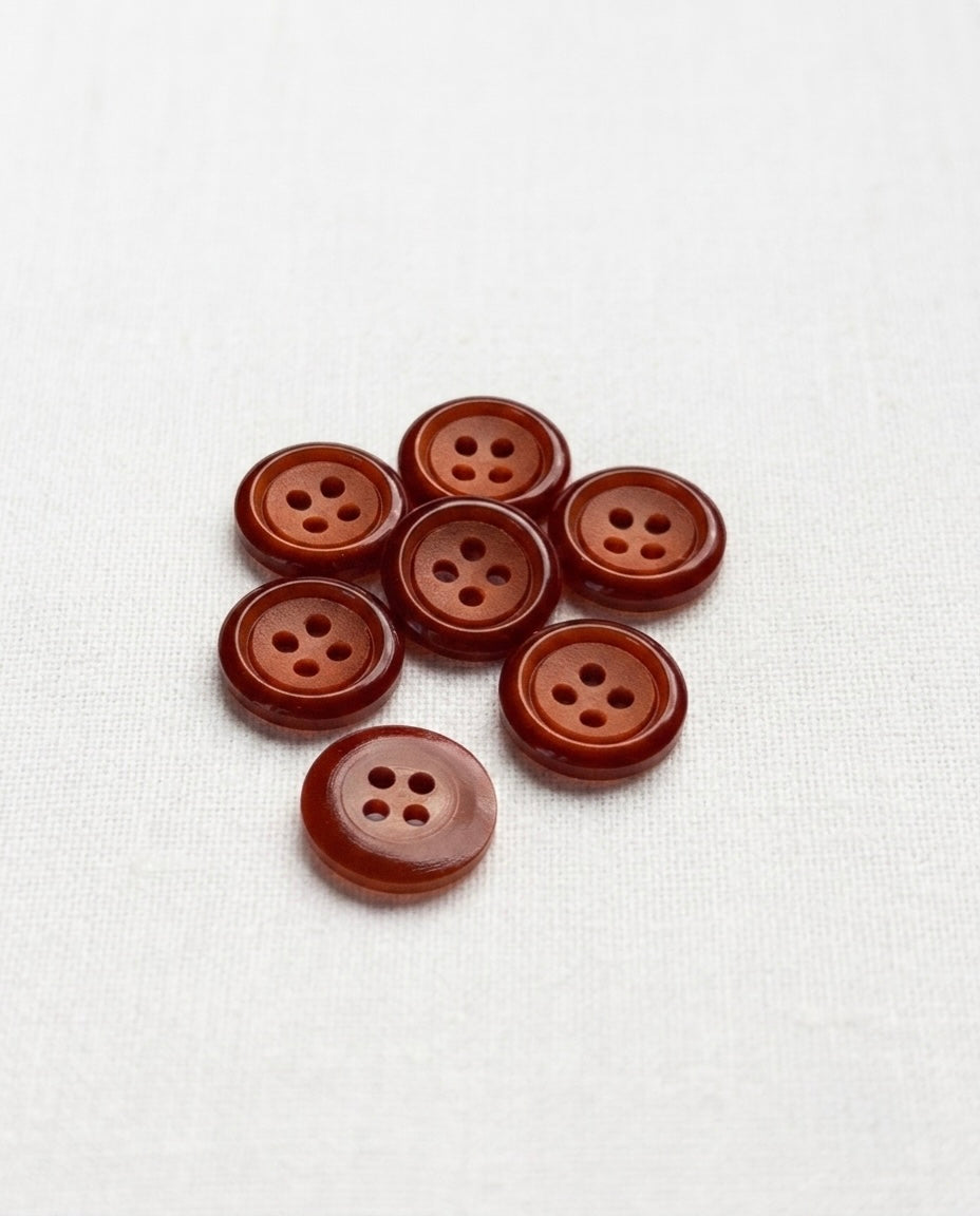 Lot de 7 boutons rouille rond - 14mm, 4 trous