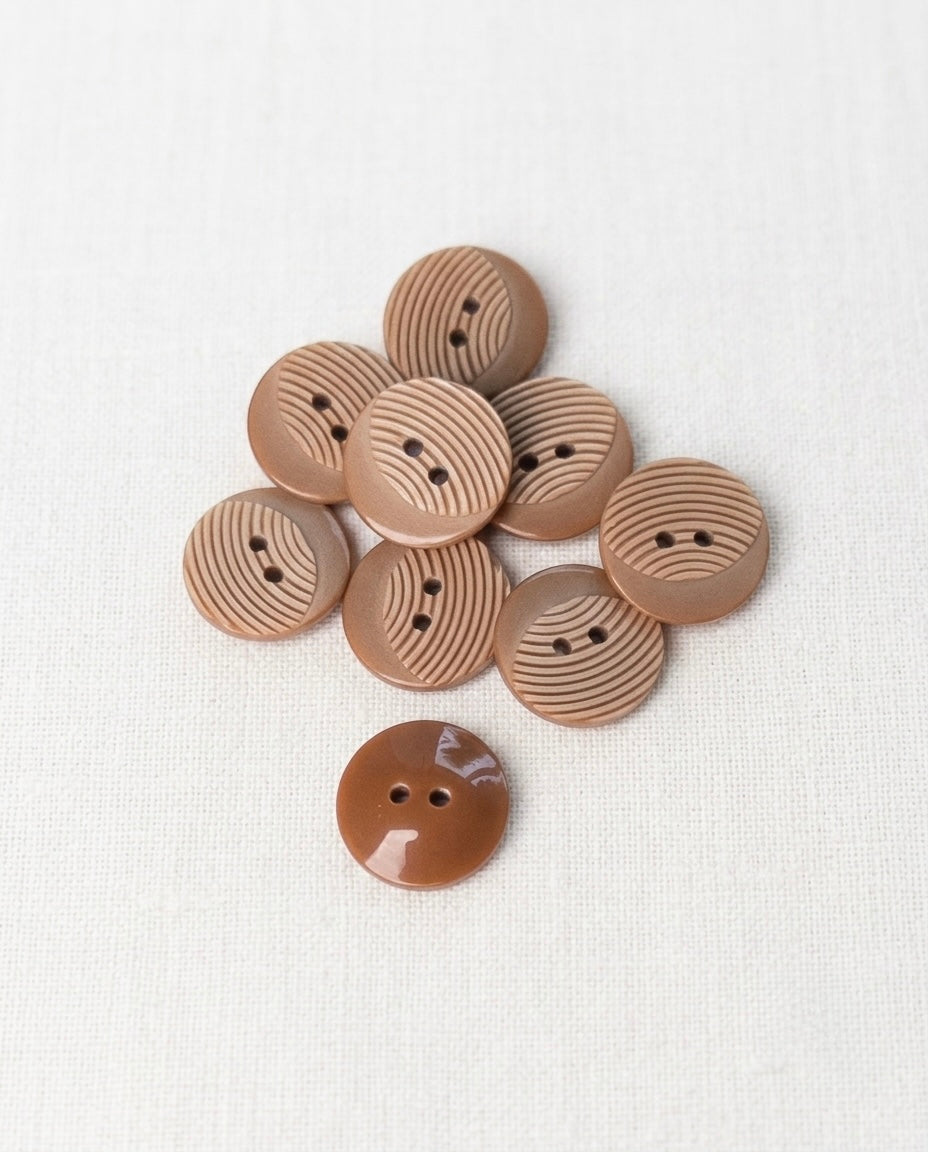 Lot de 8 boutons marron rond - 14mm, 2 trous