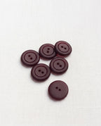 Lot de 6 boutons bordeaux rond - 17mm, 2 trous