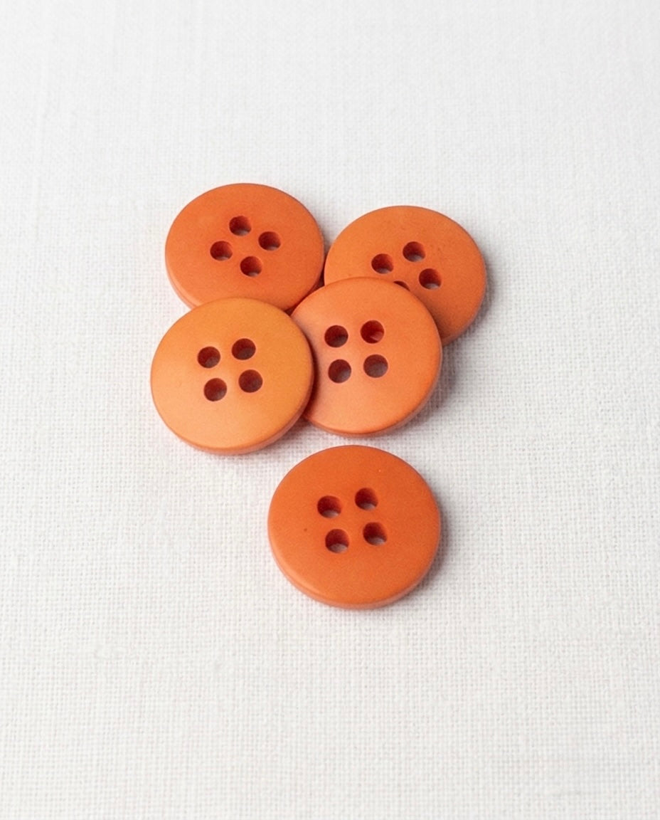 Lot de 5 boutons orange rond - 14mm, 4 trous