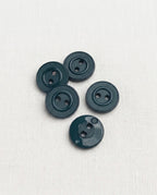 Lot de 5 boutons bleu pétrole rond - 15mm, 2 trous