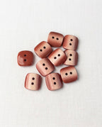Lot de 10 boutons marron carré - 13mm, 2 trous