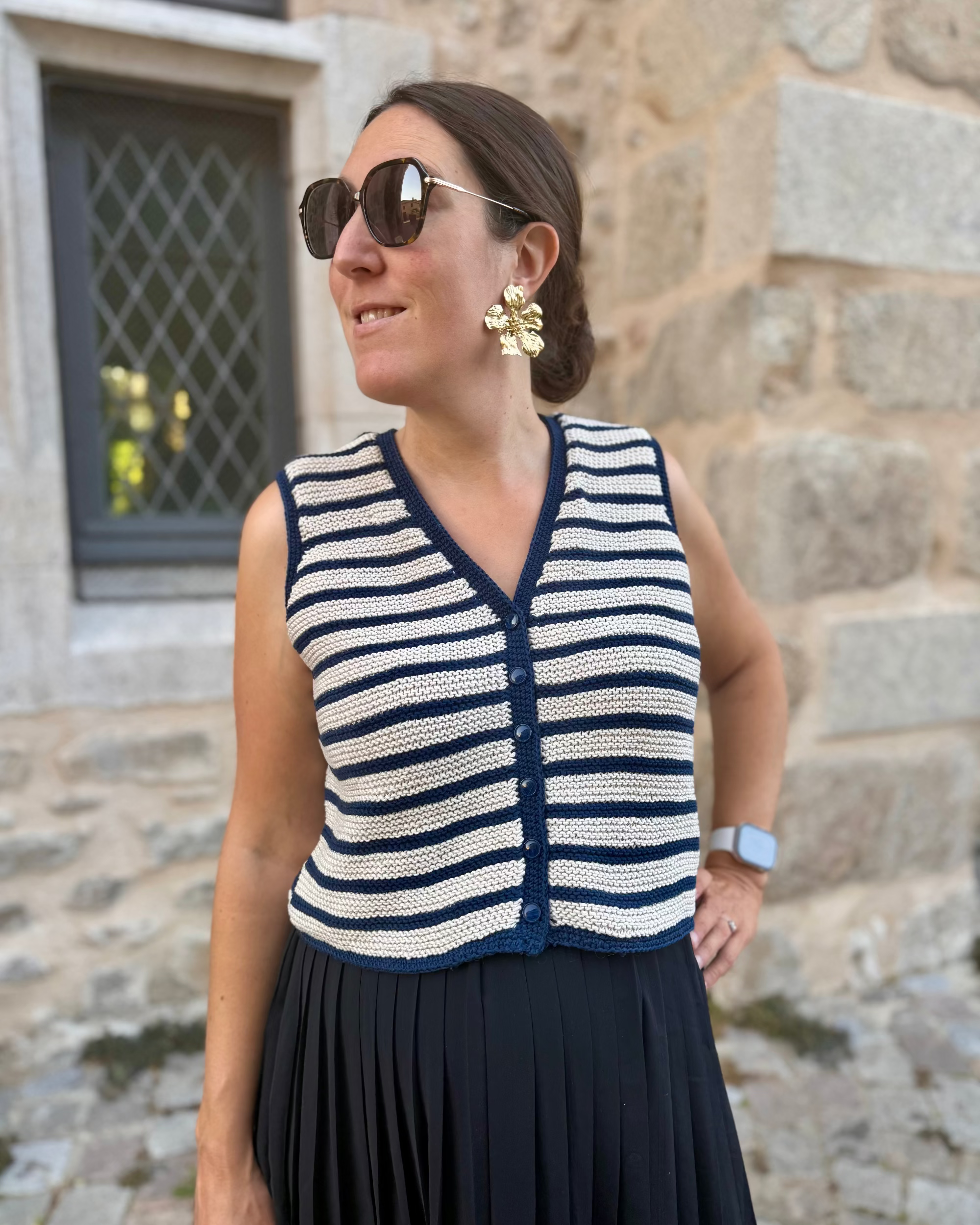 Gilet sans manche rayé Oléron