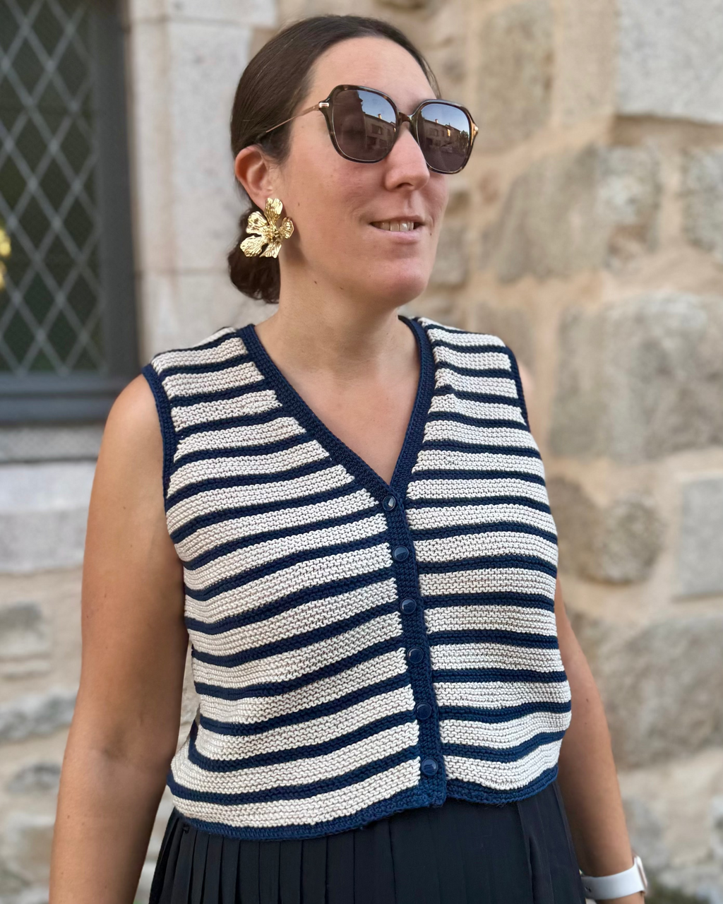 Gilet sans manche rayé Oléron