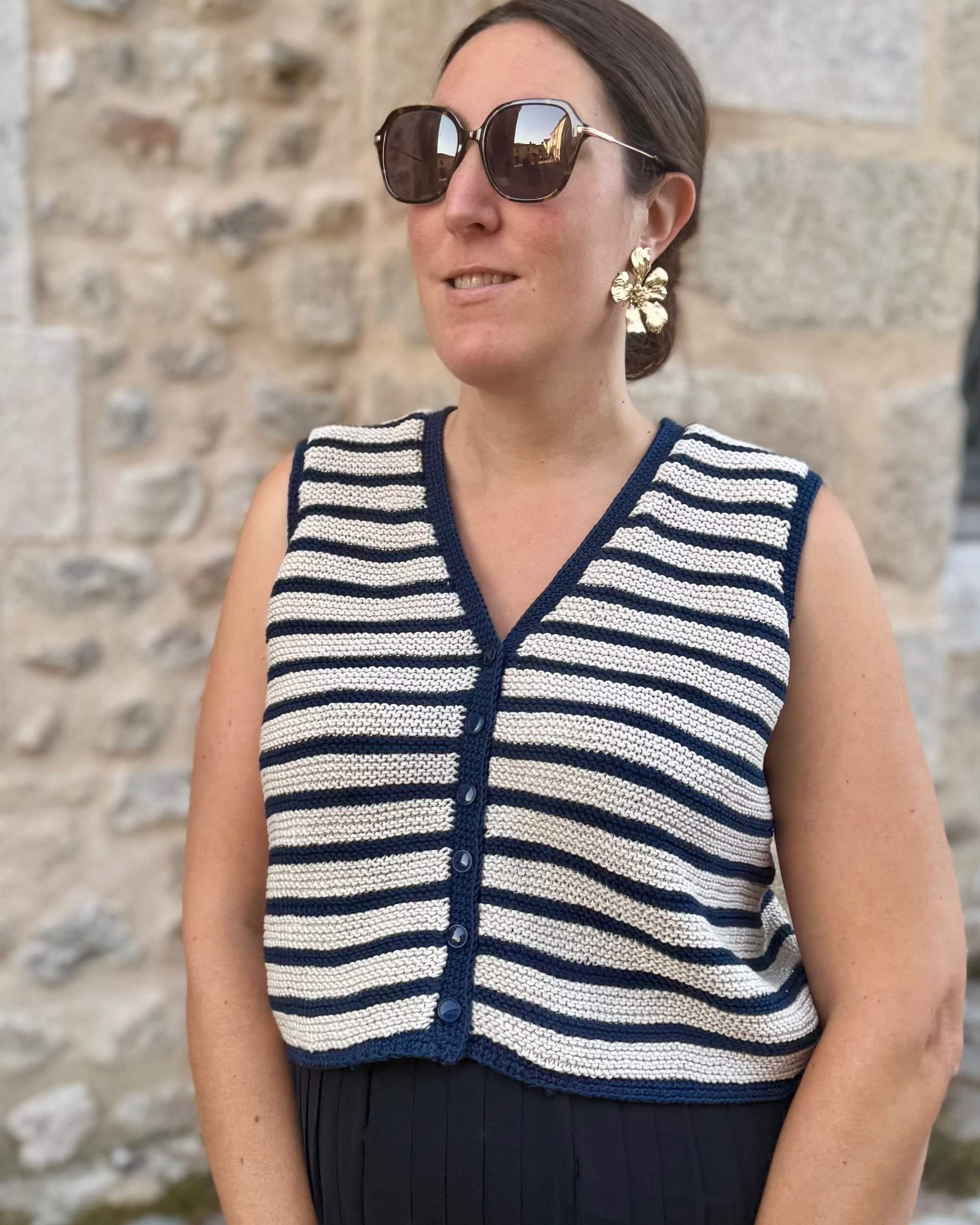 Gilet sans manche rayé Oléron