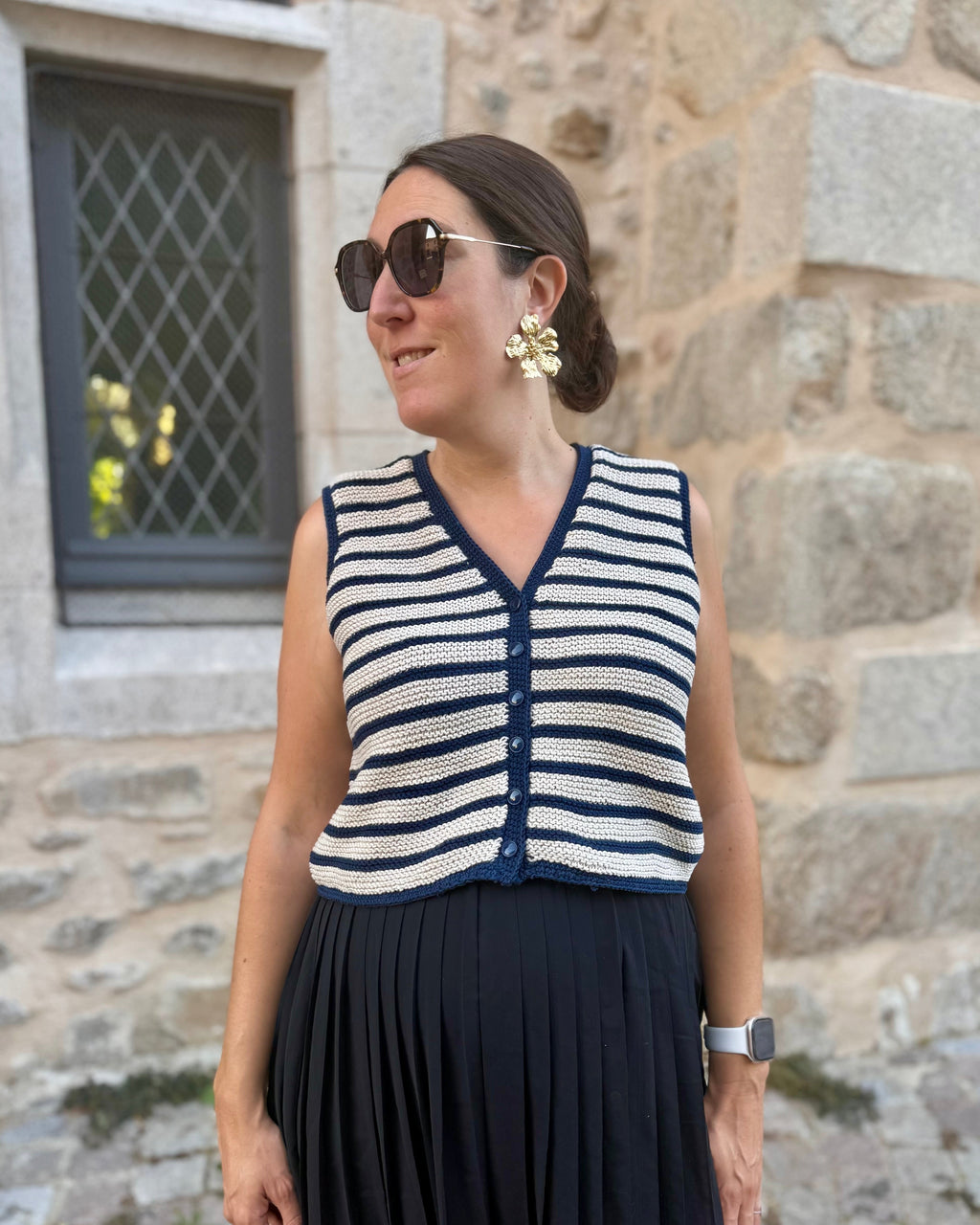 Gilet sans manche rayé Oléron